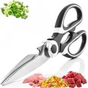 Kitchen Scissors, Premium Stainless Steel Food Scissors & Kitchen Shears for Meat, Chicken, Seafood, Vegetables, Herbs & BBQ, Multipurpose Heavy Duty Cutting Scissors, Black