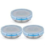 STEELLOCK Stainless Steel Airtight Container| Leak Proof Tiffin Lunch & Storage Boxes | SL-1300-set of 3, 250ml each, Blue