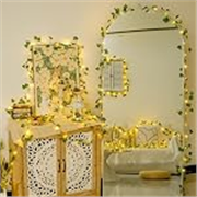 MoonlitDreams 7ft Artificial Money Plant Vine with 30 Warm White LED Lights, Battery Operated Copper Wire String, Decorative Hanging Creeper for Bedroom, Wall, Balcony & Home Decor