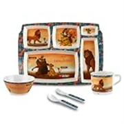 CELLO Kidzbee Melamine Pentameal Meal Set for Kids 5 Pieces Orange | Attractive Lion King Design, Non-Toxic Dishwasher Safe Compartments Plate Bowl Mug Spoon and Fork Set for Toddler Kids Boys Girls
