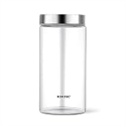 Borosil 1200ml Endura Glass Jar with Stainless Steel Lid | Borosilicate Glass Storage Organiser | Microwave & Dishwasher Safe Kitchen Containers for Spices, Snacks, Grains, Dals