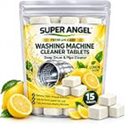 Super Angel Lemon Washing Machine Cleaner Tablets 15 Pcs | Deep Drum & Pipe Cleaner | Removes Odor, Limescale & Detergent Residue | Descaler for Front Load & Top Load Fully Automatic Machines