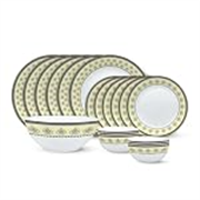 Larah by Borosil Amber Kohinoor Series Opalware Dinner Set | 19 Pcs for Family of 6 | Microwave & Dishwasher Safe | Bone-Ash Free | Crockery Set for Dining & Gifting | Plates & Bowls | White