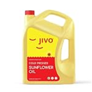 Jivo Cold Pressed Sunflower Oil 5 Litre | High in Polyunsaturated Fats | Vitamin A and D Fortified | Cholesterol Free Edible Oil | Ideal for Roasting, Frying, Baking, and All Types of Cuisines