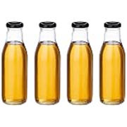 Solimo Glass Bottle with Airtight Cap (Transparent, 500 ml) – Set of 4