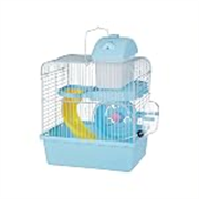 Amazon Basics Hamster, Gerbil, Guinea Pig Cage and Playhouse | Blue | Spacious for Small Pets| Plastic| 2 Level | Double Story with Slide, Exercise Wheel and Feeding Bottle | LxWxH-27x 17x 31 Cm