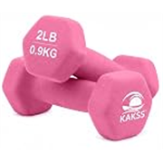 KAKSS Neoprene Dumbbell Set of 2 (2 lb / 0.9 Kg Each), Pink Hex Dumbbells with Cast Iron Core and Non-Slip Coated Grip, Hand Weights for Home Workout Equipment and Gym Dumbbell for Women and Men