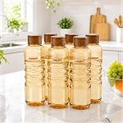 Nayasa Revello 1000 ML Pet Plastic Fridge Water Bottles Set of 6 | BPA Free | Leak Proof | Airtight Lid | Brown