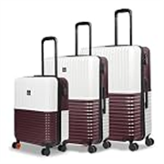 Nasher Miles Istanbul Hard-Sided ABS and PC Luggage Set of 3 | 55cm, 65cm & 75cm | 8 Wheels Small, Medium & Large Trolley Bag for Travel | Suitcase (Cream Brown)
