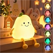 One94Store Rechargeable Silicone Pear Night Lamp, Touch Control 7 Color LED Baby Night Light for Kids Bedroom, Nursery, Bedside Decor, Gift for Kids