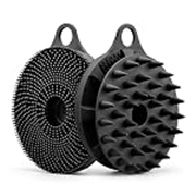 Silicone Body Scrubber Brush for Men & Women, Scalp Massager for Hair Shampoo, Round Exfoliating Bath Brush for Body Cleansing, Head Massage and Shower Use (Black, Pack of 1)