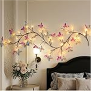 Butterfly LED Branch Wall Light with 48 White LEDs, 71 in USB Powered Flexible Vine Twig Fairy Lights, 8 Lighting Modes, DIY Decorative Wall Lights for Bedroom, Living Room(72 LED)