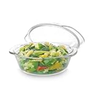 CELLO Angelica Round Casserole Serving Glass Bowl with Lid for Kitchen 2000 ml, Transparent | Microwave & Oven Safe, Dishwasher & Fridge Safe Leadfree Toughened Glass Roti Casserole for Serving Mixing