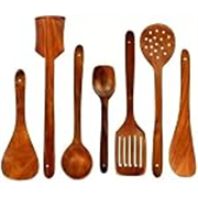 Ace Wood Crafts Wooden Serving and Cooking Spoons Wood Brown Spoons Kitchen Utensil Set of 7