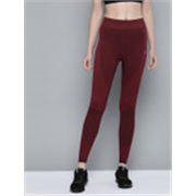 Hrx By Hrithik Roshan Women Burgundy Solid Running Cropped Seamless Tights
