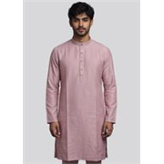 Punya Self Design Jacquard Straight Kurta for Men (Pink)