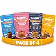 Gladful Pancake Mix | Buy 3 packs, get 1 FREE | Flavours Strawberry, Blueberry, Banana, Chocolate | High-Protein | Plant-Based Breakfast | No Maida | No Refined Sugar | Made with Sprouted Millets | 600 gm (150g x 4) | Pack of 4