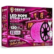 Gesto 15 Meter Pink LED Rope Strip Light | 120 LEDs/Mtr | Cuttable Every 1M | IP65 Waterproof Indoor & Outdoor Lights for Balcony, Home Decor & Cove Light for False Ceiling, Diwali Decoration