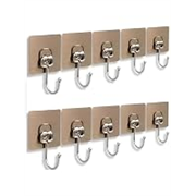 Wall Hooks for Hanging Strong, Adhesive Hooks for Wall Heavy Duty, Wall hangings, Kitchen Accessories Items, Sticky Photo Frame Hangers (Golden Hook 10-pcs)