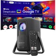 ZEBRONICS Pixaplay 77G Official Google TV Projector (7500 lm / 1 Speaker / Wireless / Remote Controller) Portable 4K Support, 200 Display, Auto Focus & Keystone, 270 Tilt, Portable Home Theater Cinema, Netflix, Prime, WiFi, BT, HDMI ARC (PixaPlay 77G) Projector (Black)