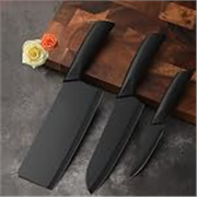 Codoule 3 Piece Black Kitchen Knife Set, Stainless Steel Chef Knife, Multipurpose Vegetable Knife, Fruit Cutting Knife, Kitchen Knife Set with Ergonomic Black Handles