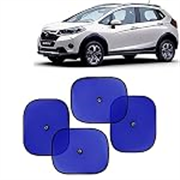 KINGSWAY Car Window Curtain Sticky Sun Shades Compatible with Honda WRV, (Year 2017-2019), Universal Fit Sunshades for Side Window, Rear Window, Blue Color, 4 Pieces