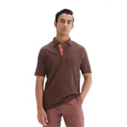 Rare Rabbit Men’s Herval Dark Brown Cotton Plain Regular Fit Half Sleeve Polo