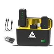Audio Array Dual Wireless Lapel Mic|in-Built ANC, Plug N Play,Long Battery Life, Ultra-Low Latency,Upto 30M Range|Compatible with iPhone & Android|Vlogging, Streaming, Teaching,YouTube, Black|AM-W17