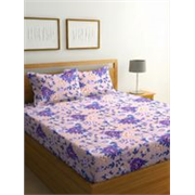 IWS Cotton Double Flat 144 TC Floral 1 Bedsheet (Purple)