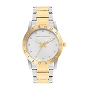 French Connection Mop White Round Dial with Gold Two Tone Stainless Steel Metal Strap Watch – for Womens FCU8TM