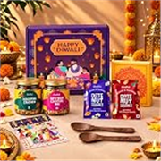 Gladful Diwali Gift Box | 7 Items | A Festive Assortment of Makhana Cracker, Cocktail Nut Mix & Date Nut Square Bites | Premium Gift Hamper with Greeting Card for Family & Friends