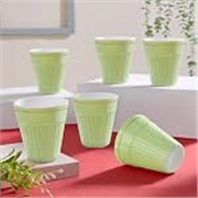 Larah by BOROSIL 200ml 6pc Soft Green Tea/Coffee Opalware Kulhad Set | Microwave & Dishwasher Safe | Bone-Ash Free | Crockery Set Ideal for Daily Use & Gifting | Multicolor (Green)