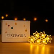 14 LEDs Premium Silicone Flower String Light | 3m Plug-Sourced Warm White Decorative Fairy Lights for Diwali, Christmas, Wedding, Pooja, Balcony, Window, Bedroom & Party Décor (Pack of 1)
