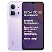 Redmi 15C 5G Prime Edition Dusk Purple 6GB + 128GB | Massive 6000mAh Battery | Segment’s Largest 17.53cm Display Up to 120Hz | MediaTek Dimensity 6300 | 33W Fast Charging | 50MP AI Dual Camera