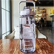 JEBISON Abs Transparent Motivational Water Bottles With Time Marker: Gym Big Bottle Straw & Handle-Leakproof Bpa-Free Fitness Sports Bottle-[2000-ML](PURRPLE)