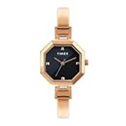TIMEX Analog Watch for Women with Black Octagonal Dial & Rose Gold Brass Bracelet Band Water Resistant Women’s Wrist Watches – TWEL195SMU04