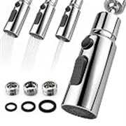 HOUZA ABS 360° Rotating Kitchen Tap Extender | Flexible Tap Extension For Kitchen Sink | 3-Mode Spray Head Faucet Extender For Taps | Aerators for Water Tap (Chrome)