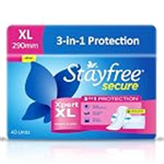 Stayfree Secure Xpert XL Sanitary Pads for Women | 290 mm | 40 Pads | Longer & Wider Pads for Heavy Flow | Air Soft Cover | Helps Prevent Skin Irritation | Fits in Pocket | Gel Lock Pockets for Instant & Deep Absorption | Dermatologically Tested
