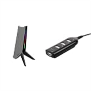 ZEBRONICS Zeb-Demon Tabletop Over Ear Gaming Wired Headphone Stand with RGB Led, Dual USB Ports, 3.5