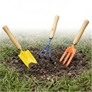 RedBuild Garden Hand Tools Set of 3 – Heavy Duty Trowel, Cultivator & Fork with Ergonomic Wooden Handles for Home Terrace Kitchen Gardening