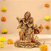CraftVatika Metal Radha Krishna Statue – Radha Krishan Idol Showpiece Figurine for Home Office Temple Pooja Decor Gift (3.2 Inch Height)