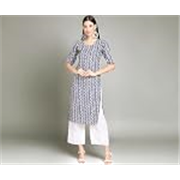 Pinkmint Stylish Women’s Crepe Peach Color Block Printed Straight Kurti (C-355)