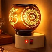 PANCA Glass Kapoor Dani Electric Camphor Diffuser with Ganesh Ji Om Design | Aroma Dhoop & Incense Burner | Electrical Night Lamp for Home, Office & Pooja Room