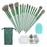 13 pcs Makeup Brushes Set with 4 pcs Beauty Blender Makeup Sponges, Makeup Brush Cleaner Silicone Brush Cleaning, Eyeshadow Foundation Brush (Pack of 3)