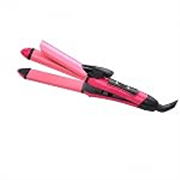 2-in-1 Hair Straightener & Curler for Women, Ceramic Coated Hair Styling Tool with Fast Heating, Hair Straightening Iron & Curling Wand, Compact Travel-Friendly Hair Styler, A2
