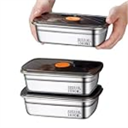 316 Stainless Steel Fridge Storage Box Set of 3 (1000 ML Each) with Airtight Leakproof Lid | Food Grade Food Storage Containers | Freshness Lock Kitchen Organizer | Freezer Safe | Silver