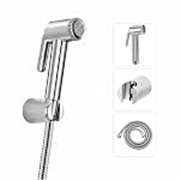 Amazon Basics Health Faucet Set for Bathroom | Premium ABS Jet Spray Gun with 1.5M Stainless Steel Hose & Wall Hook | Toilet Bidet Sprayer, Hand Shower for WC & Personal Hygiene | Pack of 1