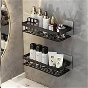Bathroom Organiser Without Drill Bathroom Shelves & Accessories Bathroom Organiser Self Adhesive Bathroom Shelf Bathroom Racks and Shelves (Pack of 2,Black)