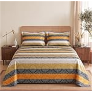 BSB HOME 240 TC Cotton Double Bedsheet with 2 Pillow Covers, Soft & Breathable Bed Sheet for Double Bed, Fade & Wrinkle Resistant, Floral Print, 90 x 100 Inches (228 x 254 cm) – Damask Stripe