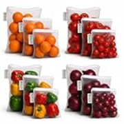 DALUCI Vegetable Bags for Fridge Set of 12 Reusable Fridge Storage Bags for Vegetables and Fruits with Zipper Dual Layer Mesh Vegetable Storage Bags Multi Size Refrigerator Organizer Bags (White)